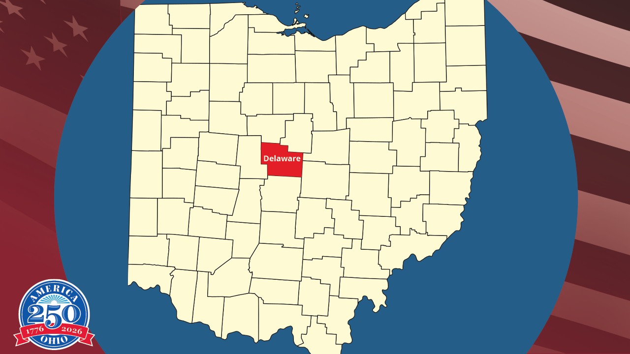 map of Ohio showing Delaware county