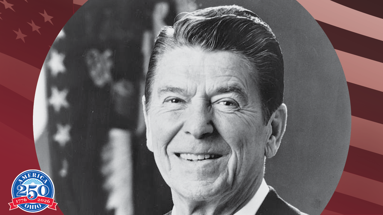 black and white photo Ronald Reagan