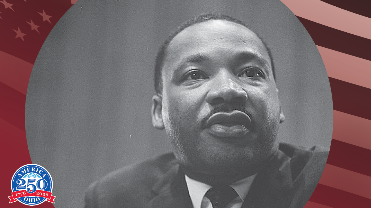 Historic black and white photo of Martin Luther King Jr