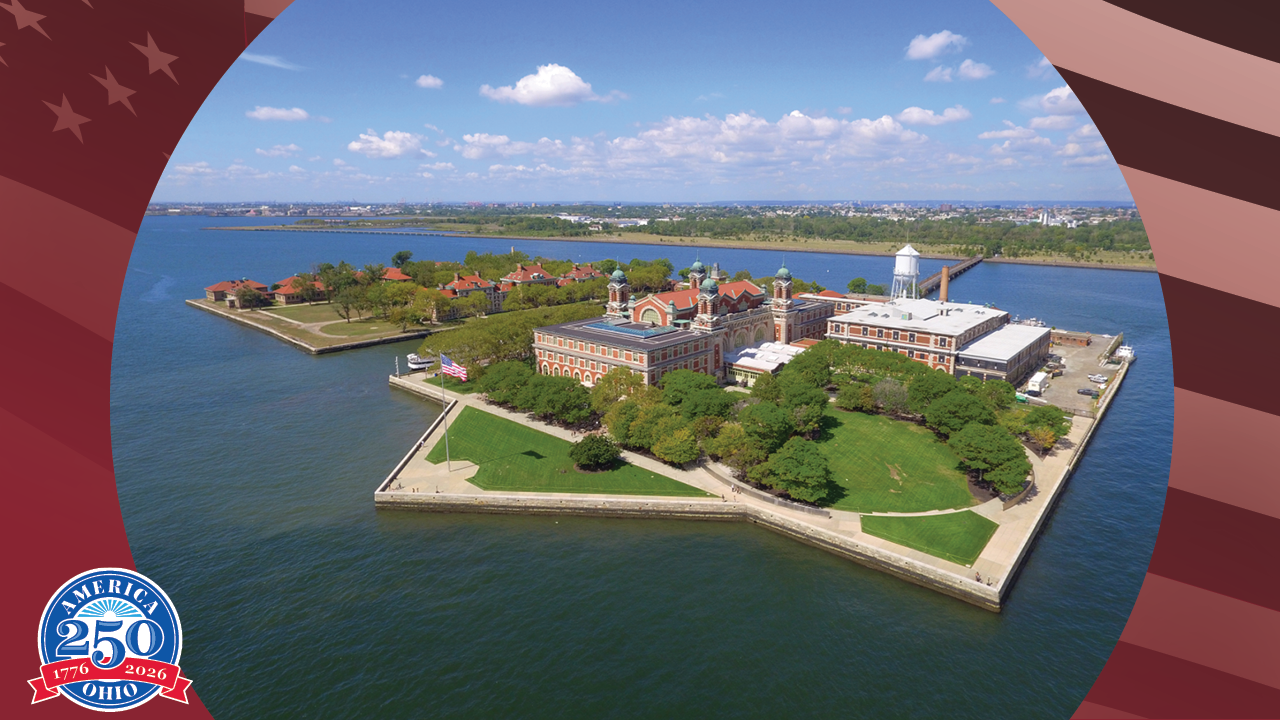 Aerial photo of Ellis Island in New York