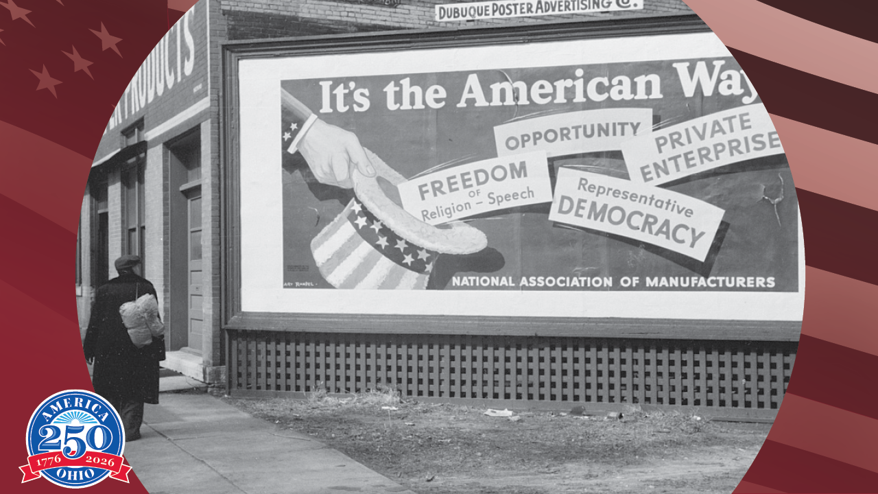 historic photo of billboard for the National Association of Manufacturers