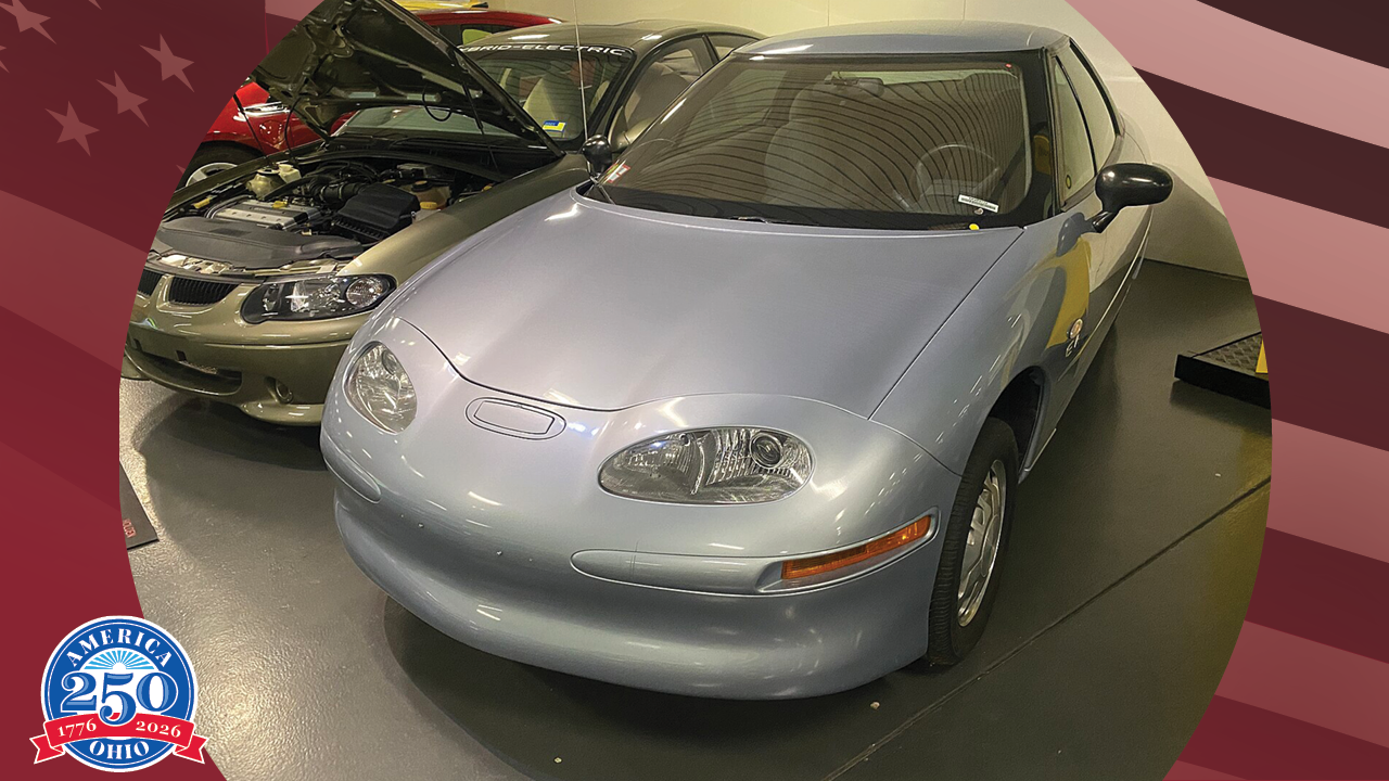 a gray electric sedan