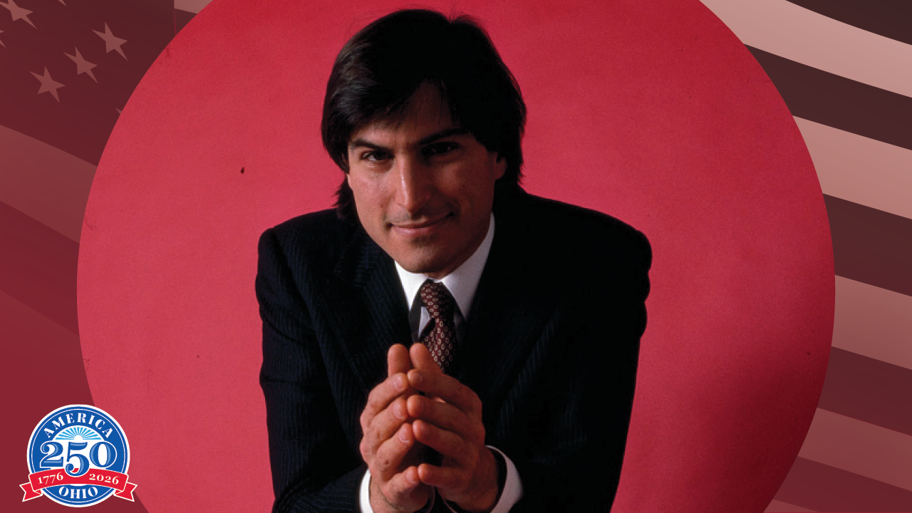 Historic photo of Steve Jobs wearing a suit and tie