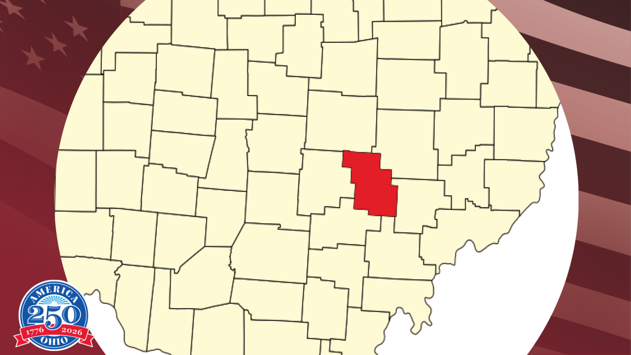 Map of Ohio with counties highlighted