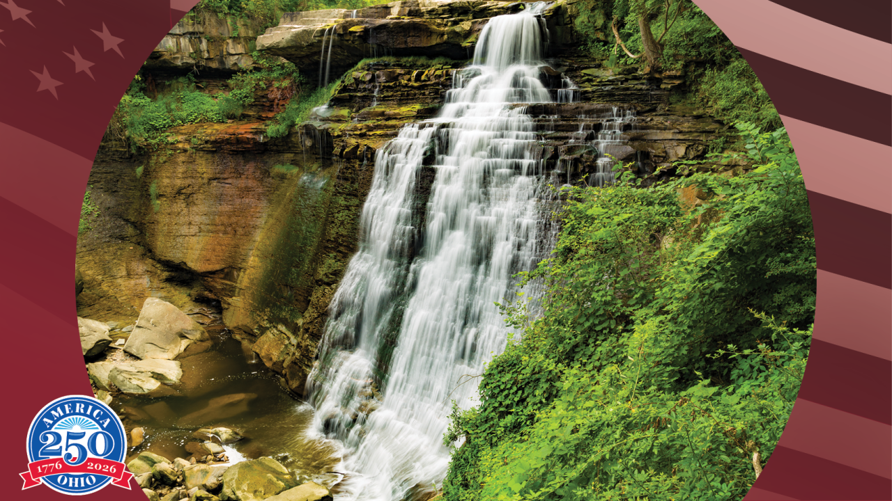 Picturesque waterfall in Cuyahoga Valley