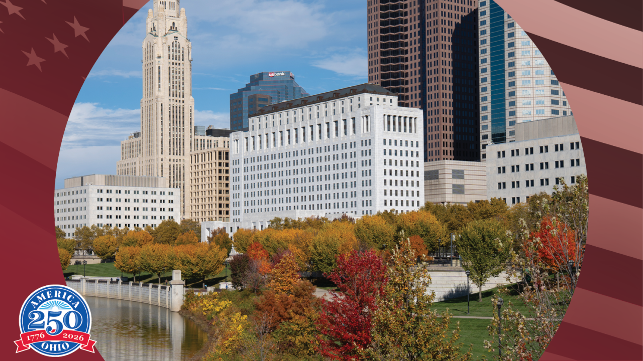 Skyline of Columbus showing the Thomas Moyer Ohio Judicial Center