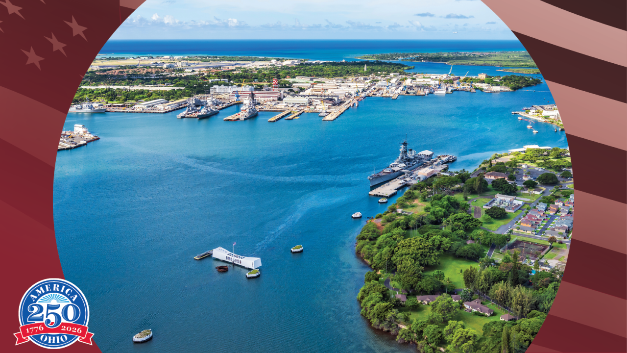 Aerial photo of Pearl Harbor