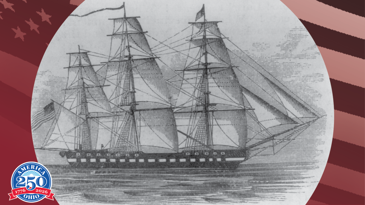 Historic illustration of the USS Constitution