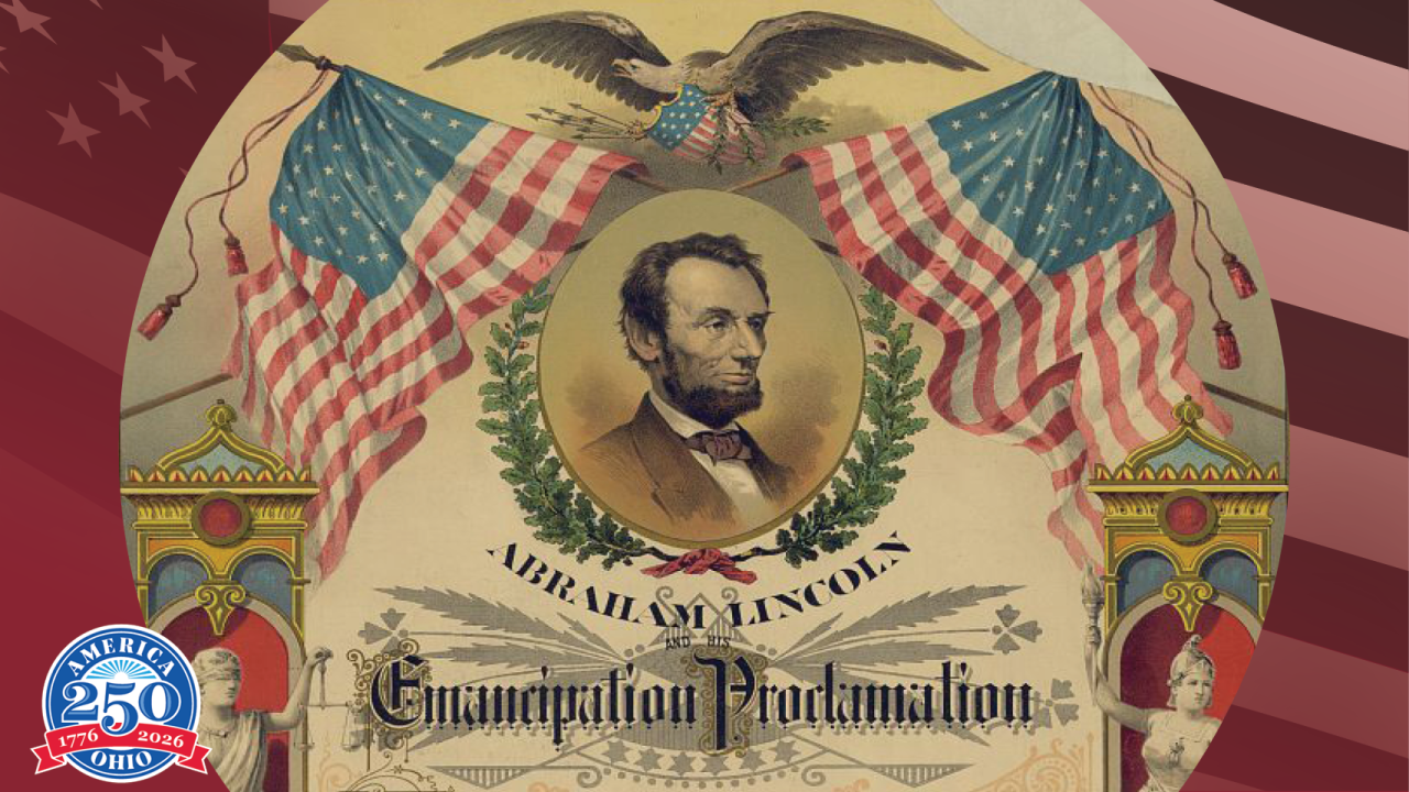 historic painting of Abraham Lincoln and the Emancipation Proclamation