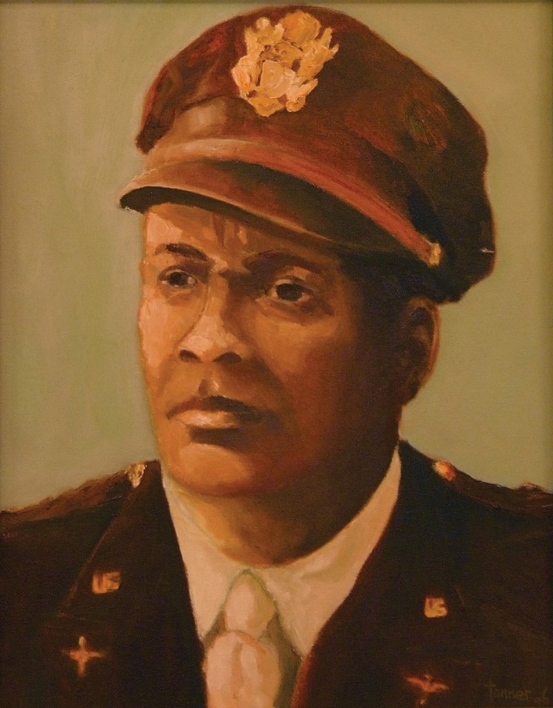 An oil portrait of an African American man wearing a military dress uniform.