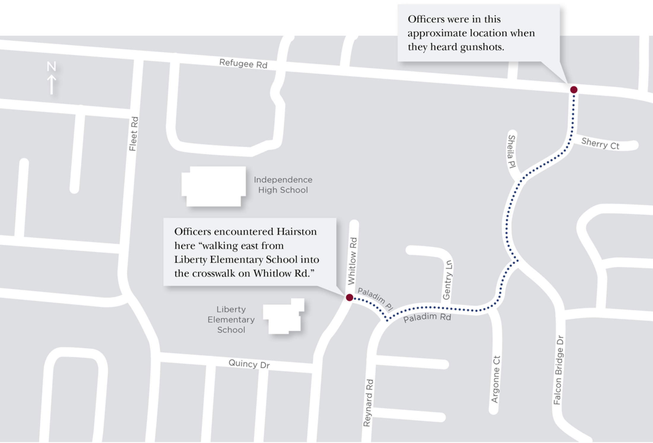 Image of a map of a neighborhood showing streets and landmarks.