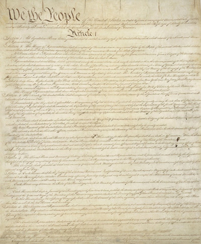 Image of the Preamble to the U.S. Constitution.