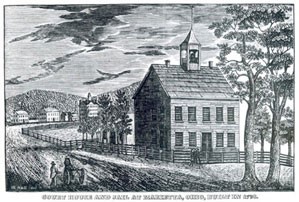 <p>The first Ohio Constitution - approved before statehood - establishes the Supreme Court and courts of common pleas. The three-judge Supreme Court is to be appointed by the General Assembly and hold court in each county every year.</p> photo